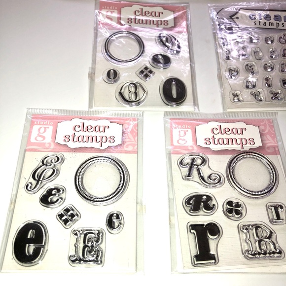 STUDIO G Alphabet Clear Acrylic Cling Rubber Stamps Set of 8 (61 Pc) RARE, NEW! - Picture 6 of 12